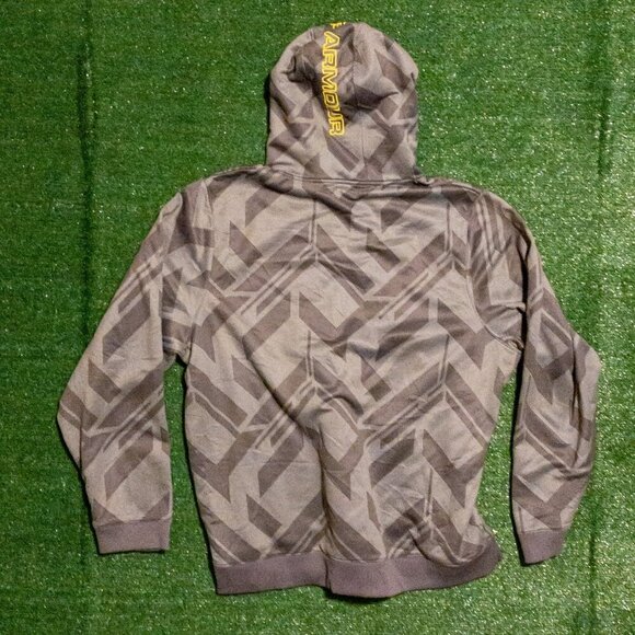 UNDER ARMOUR MENS HOODIES GRAY YELLOW LONG SLEEVE ATHLETIC LOOSE FIT SIZE XXL - Picture 3 of 7